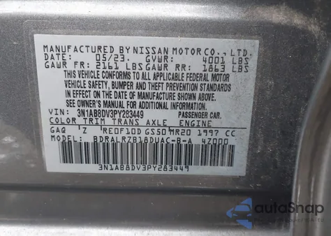 2023 Nissan Sentra Sr Xtronic Cvt from USA, damaged, VIN 3N1AB8DV3PY283449